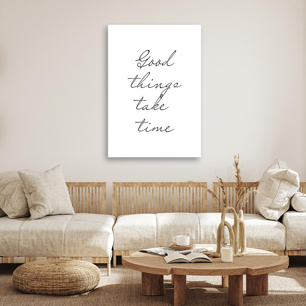 WANDBILD gut ding will weile haben - Schwarz, Textil (40/60cm) - Feeby