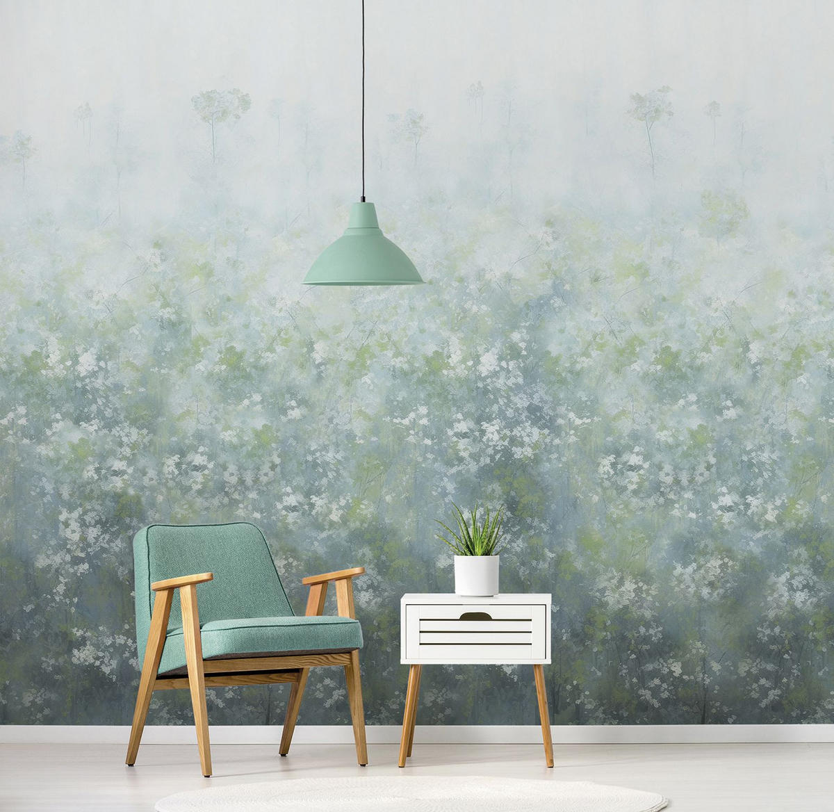 FOTOTAPETE Blumen 318 x 280 cm - Grün, Papier (318/280cm) - Sanders & Sanders