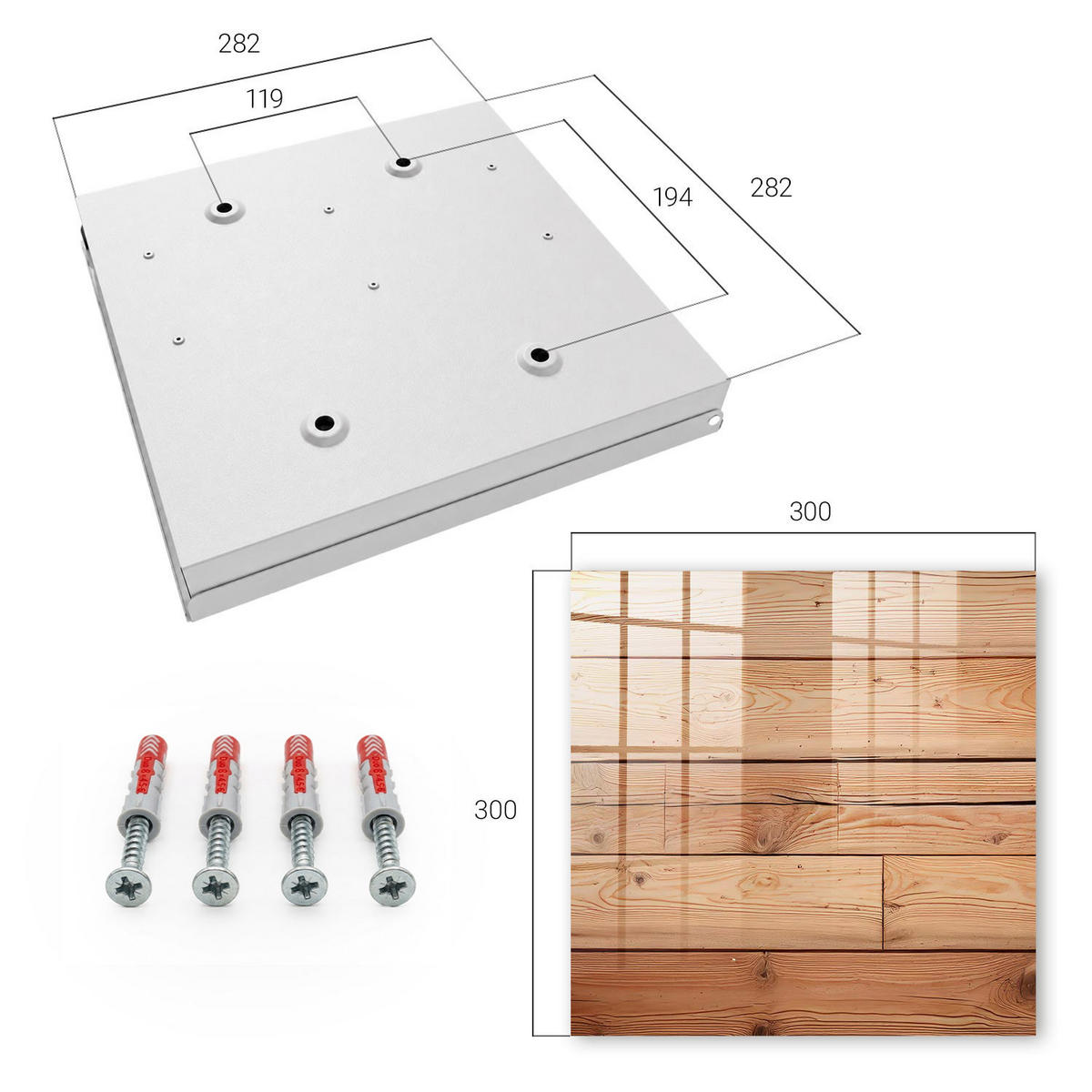 SCHLÜSSELBOX Weiß 30x30 cm – Türöffnung nach rechts - Holzbretter - Beige, Metall (30/30/5cm) - TULUP