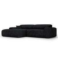 ECKSOFA mit Longchair - Cord - Schwarz, Kunststoff/Textil (284/178cm) - home24