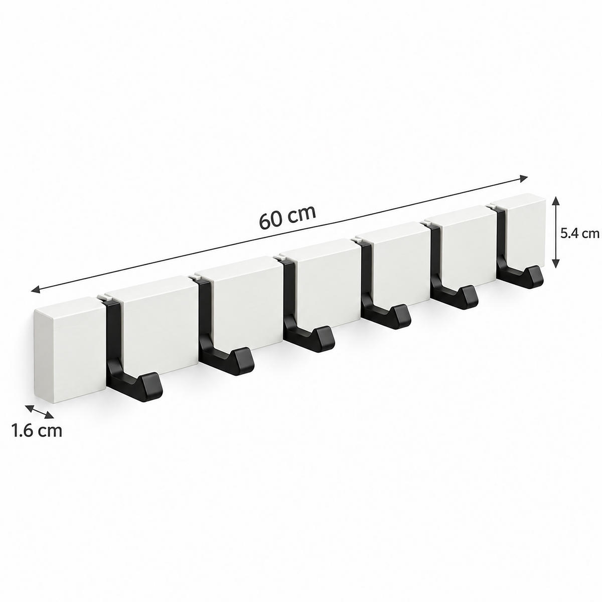 VĚŠÁK Bílý 2er-Set bambus - bílá, kov/dřevo (60/5.5/1.5cm) - Relaxdays