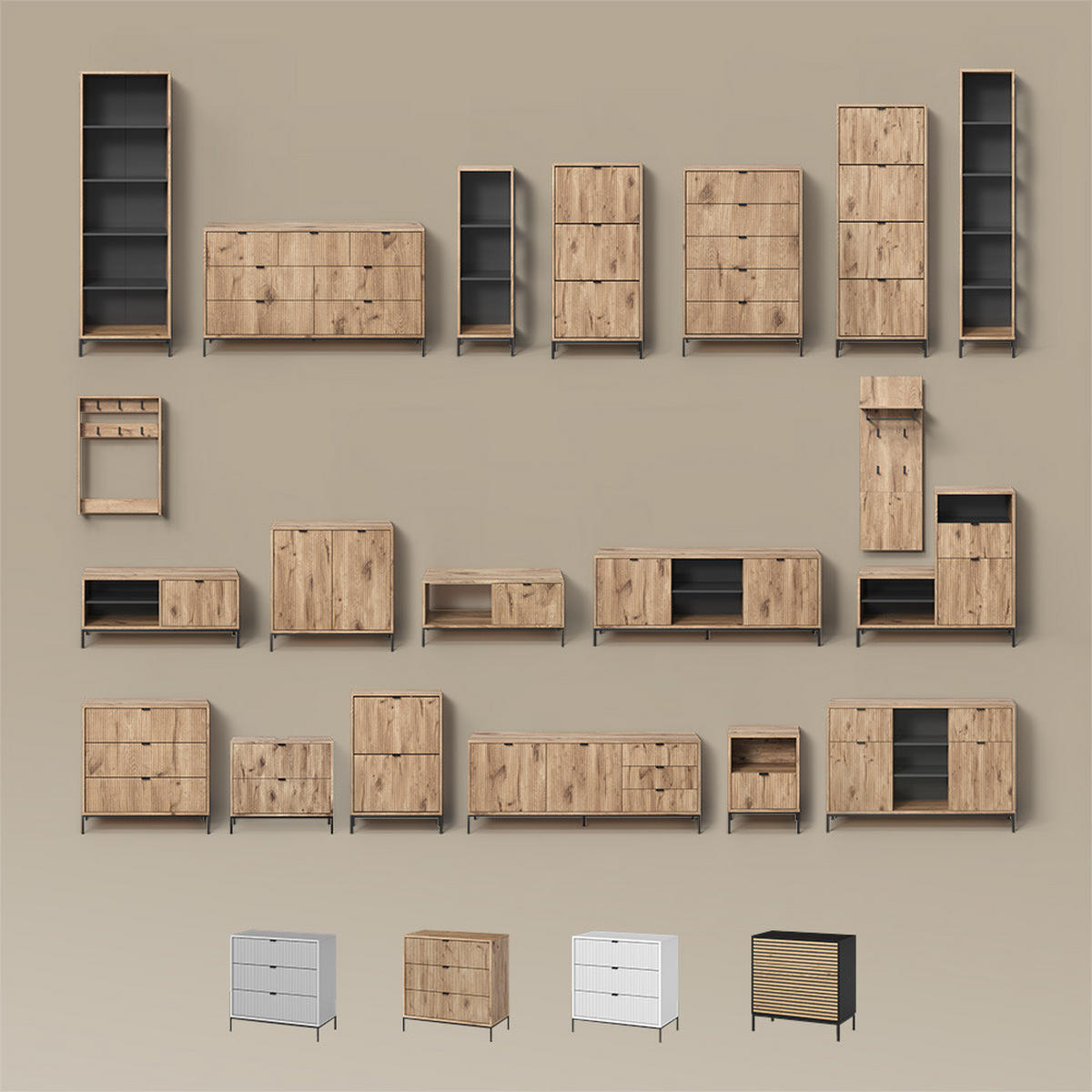 WASCHBECKENUNTERSCHRANK Aterno Weiß 70 x 63 cm mit 2 ausziehbaren Schubladen - Weiß, Holzwerkstoff (70/63/45.1cm) - Livinity®