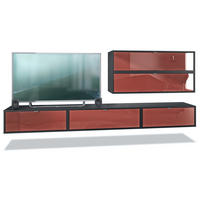 WOHNWAND Lana Fronten in Bordeaux Hochglanz - Bordeaux, Holzwerkstoff (260/150/37cm) - Vladon