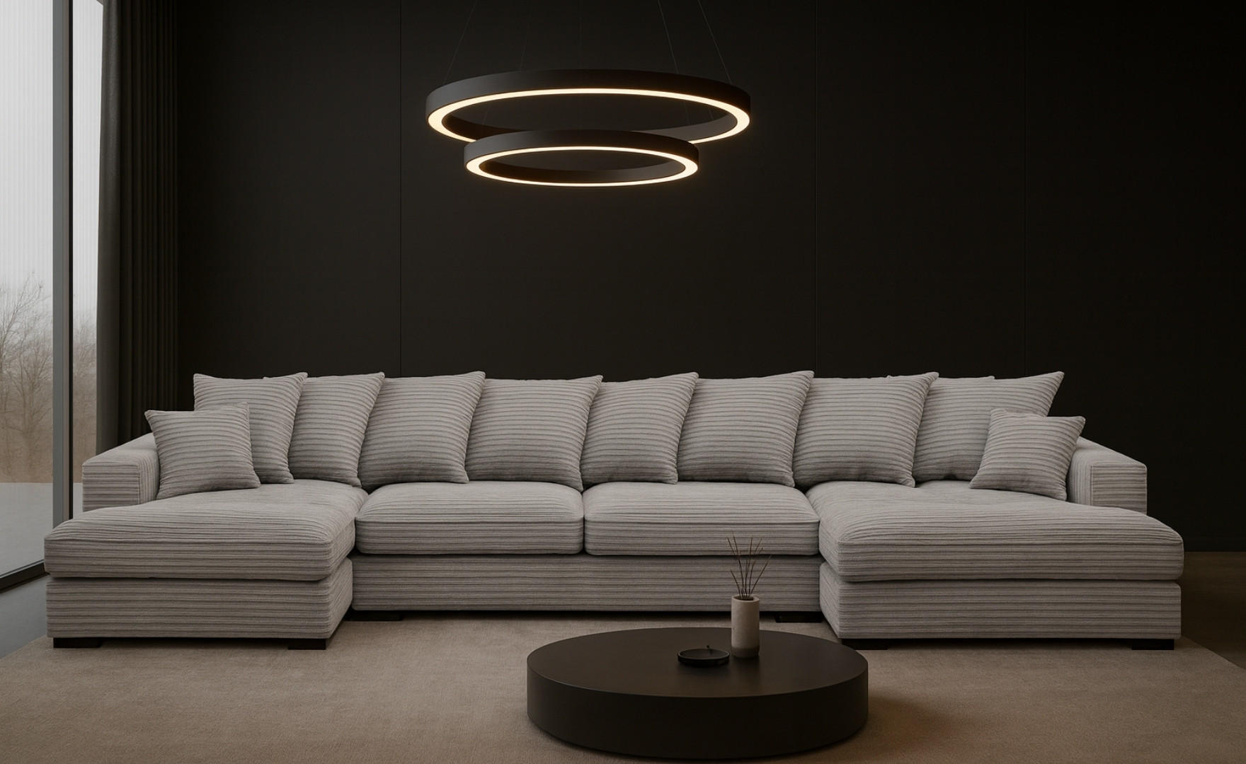 ECKSOFA mit Schlaffunktion und Bettkasten Couch U-form Gabon Stoff Zoom Grau - Grau, Holz (373/155cm) - Kaiser Möbel