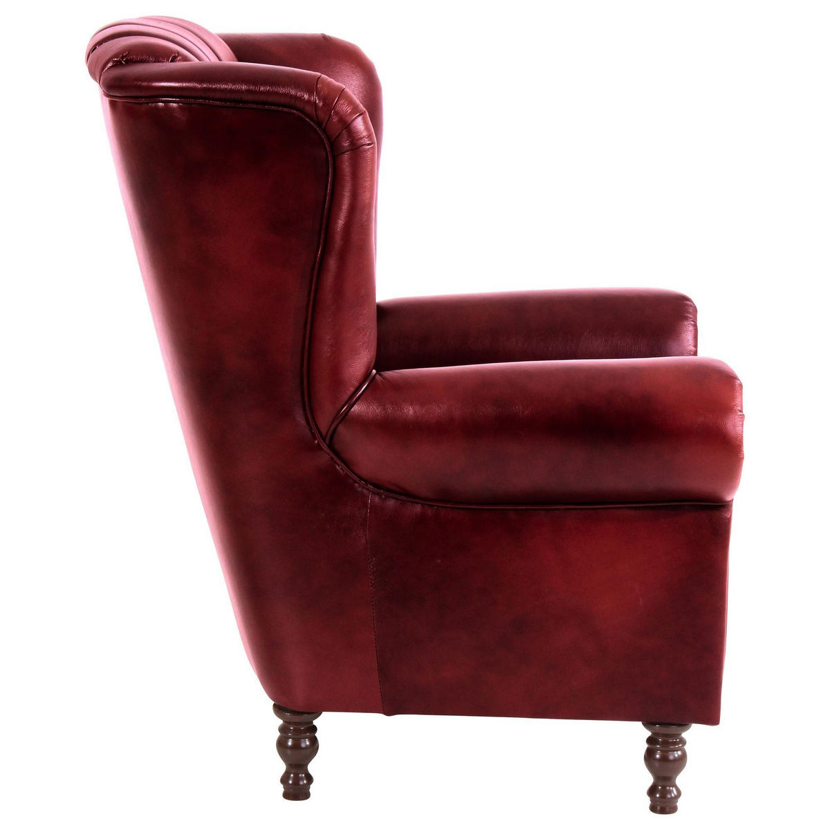 OHRENBACKENSESSEL Katreen Bezug Wischleder Buche nussbaum dunkel / rot - Rot, Kunststoff (91/101/90cm) - 58aufmkessel