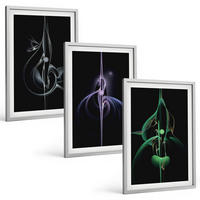 BILDER SET 3er Set - 40x60 cm Silberner Rahmen - Abstrakte schwarze Farbmuster - Silberfarben, Kunststoff (40/60cm) - TULUP