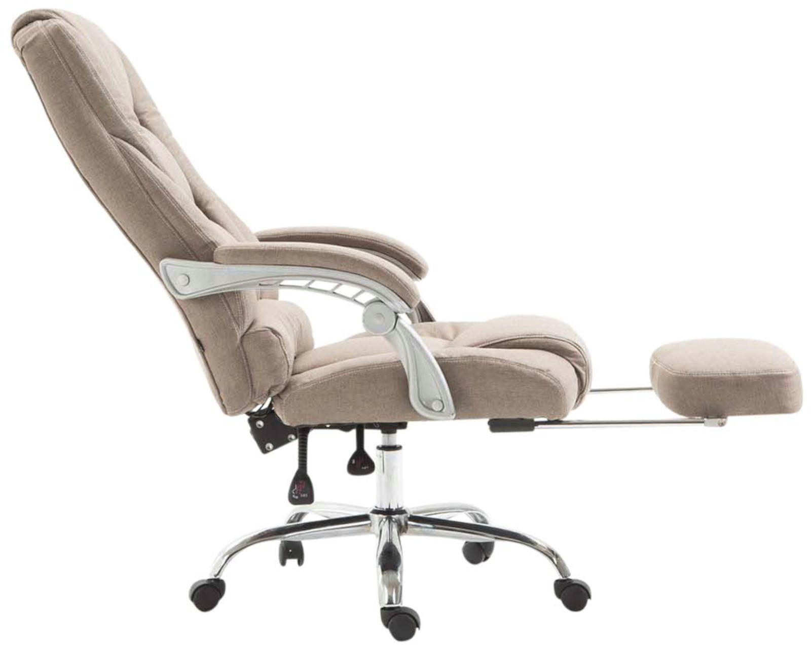 CHEFSESSEL Stoff taupe - Taupe/Chromfarben, Textil/Metall (68/118/64cm) - CLP