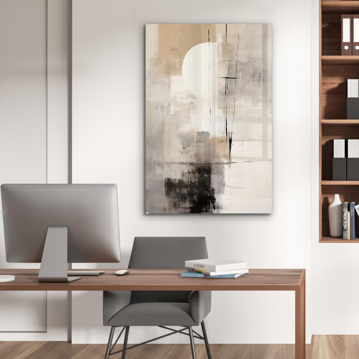 ACRYLGLASBILD Abstrakt - Kunst - Grau 60x90 cm - Hellgrau, Glas (60/90cm) - MuchoWow