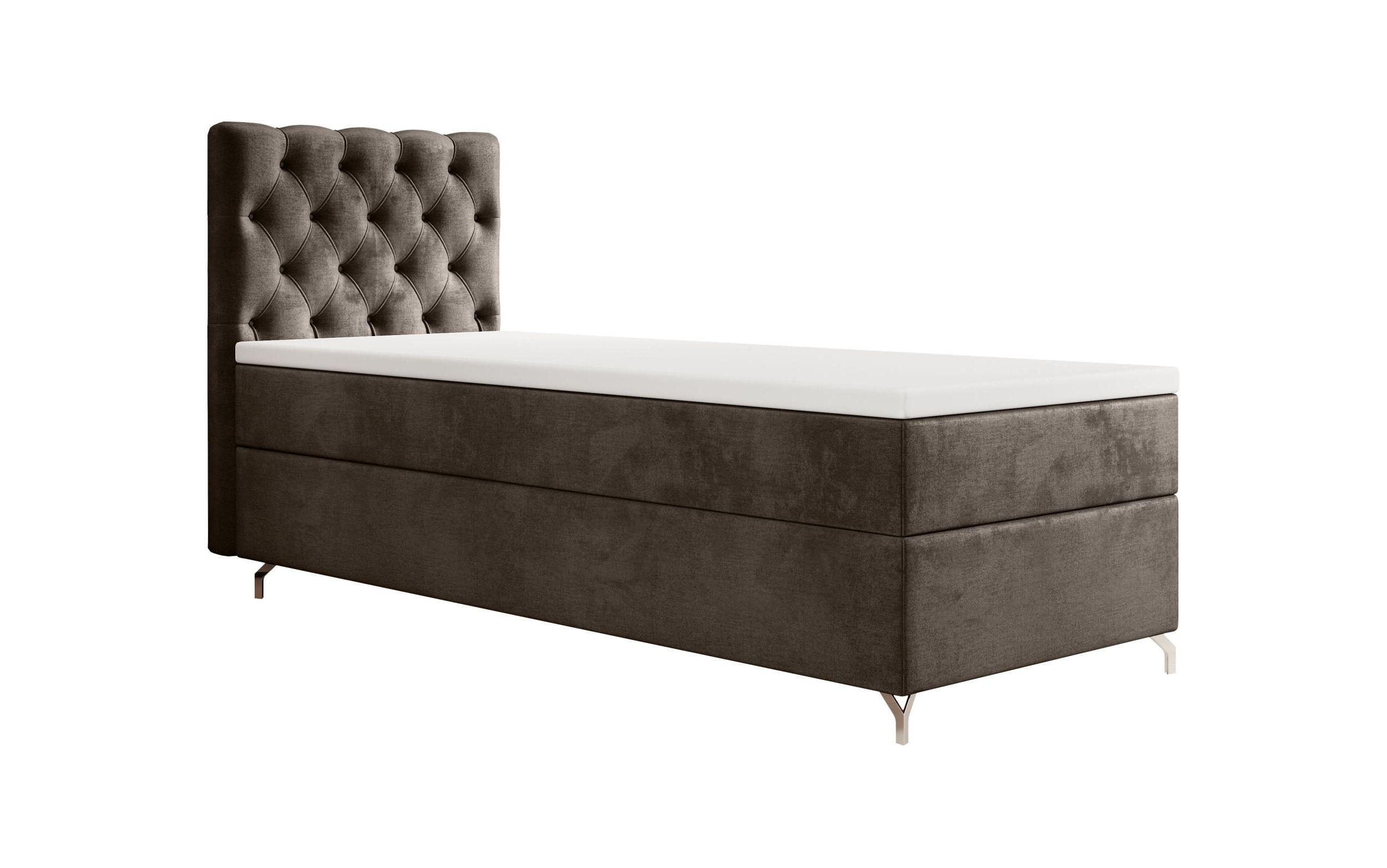 BOXBETT CHESTER P mit Matratze H3, Bonell und Topper 100x200 Monolith 15 - Braun, Textil (100/200cm) - Bedante