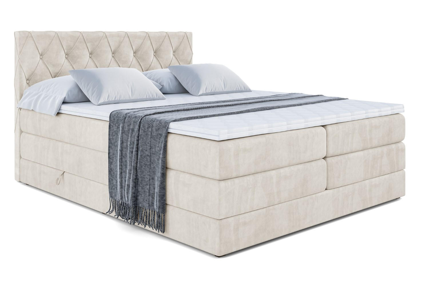 BOXSPRINGBETT AMAY-BZ KING - 180 x 200 - H3/H4 - Ecru - Ecru, Holzwerkstoff (180/200cm) - ALTDECOR