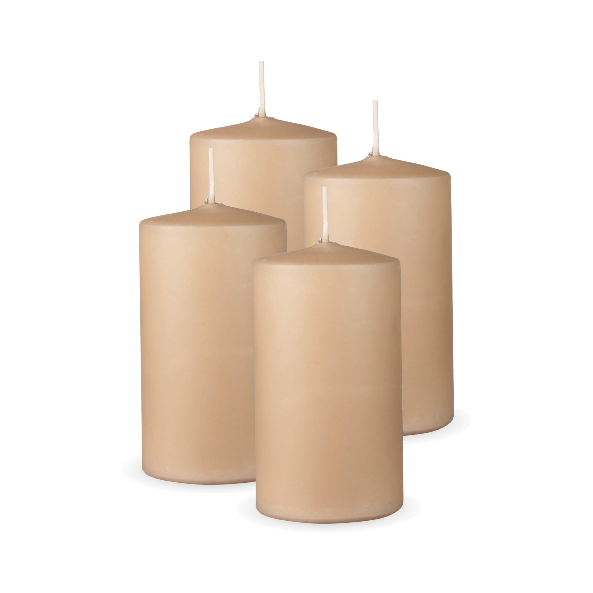 STUMPENKERZEN 4er Pack "Beige", Größe Ø7cm x Höhe: 12 cm - Beige, Naturmaterialien (7/12cm) - Bestlivings