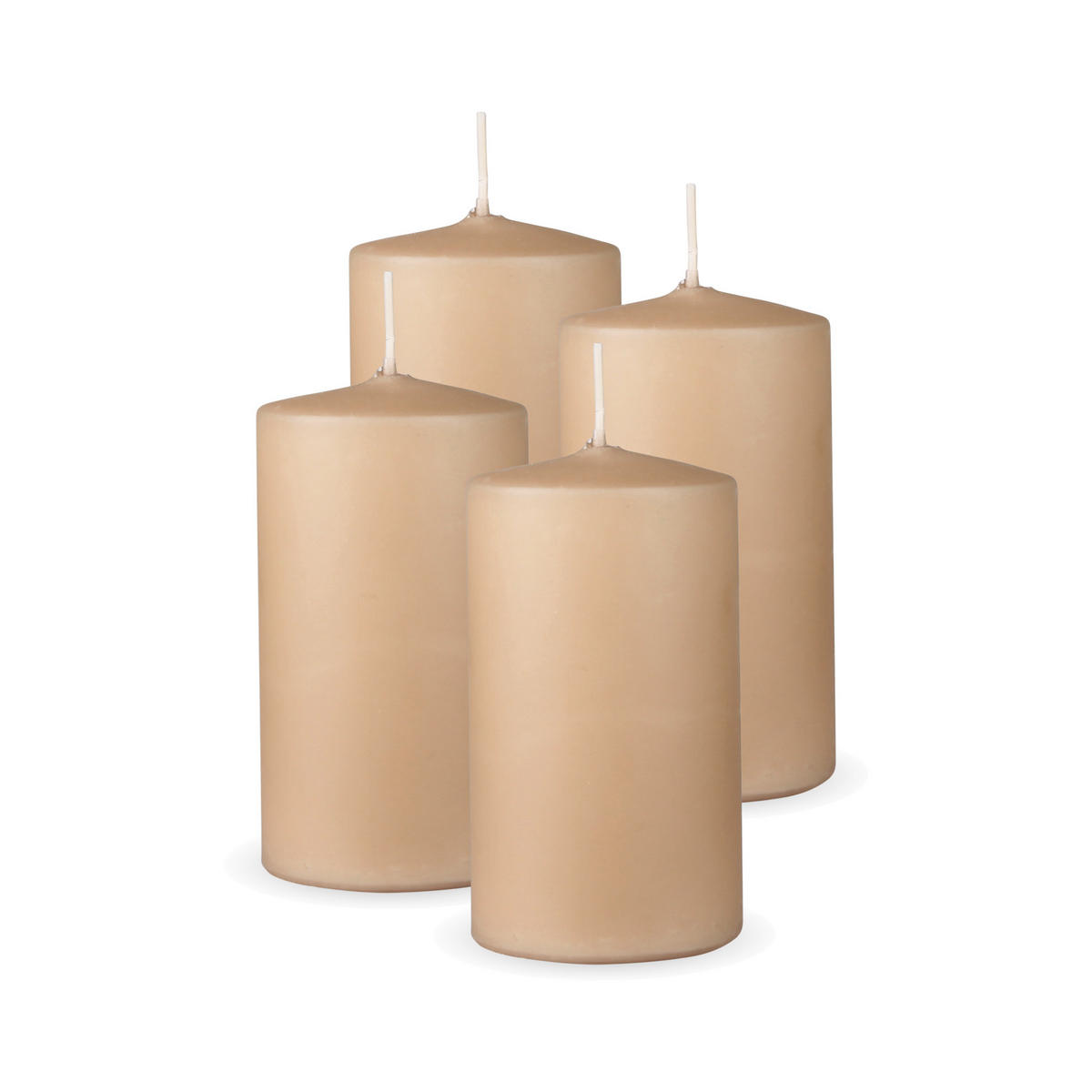STUMPENKERZEN 4er Pack "Beige", Größe Ø7cm x Höhe: 12 cm - Beige, Naturmaterialien (7/12cm) - Bestlivings