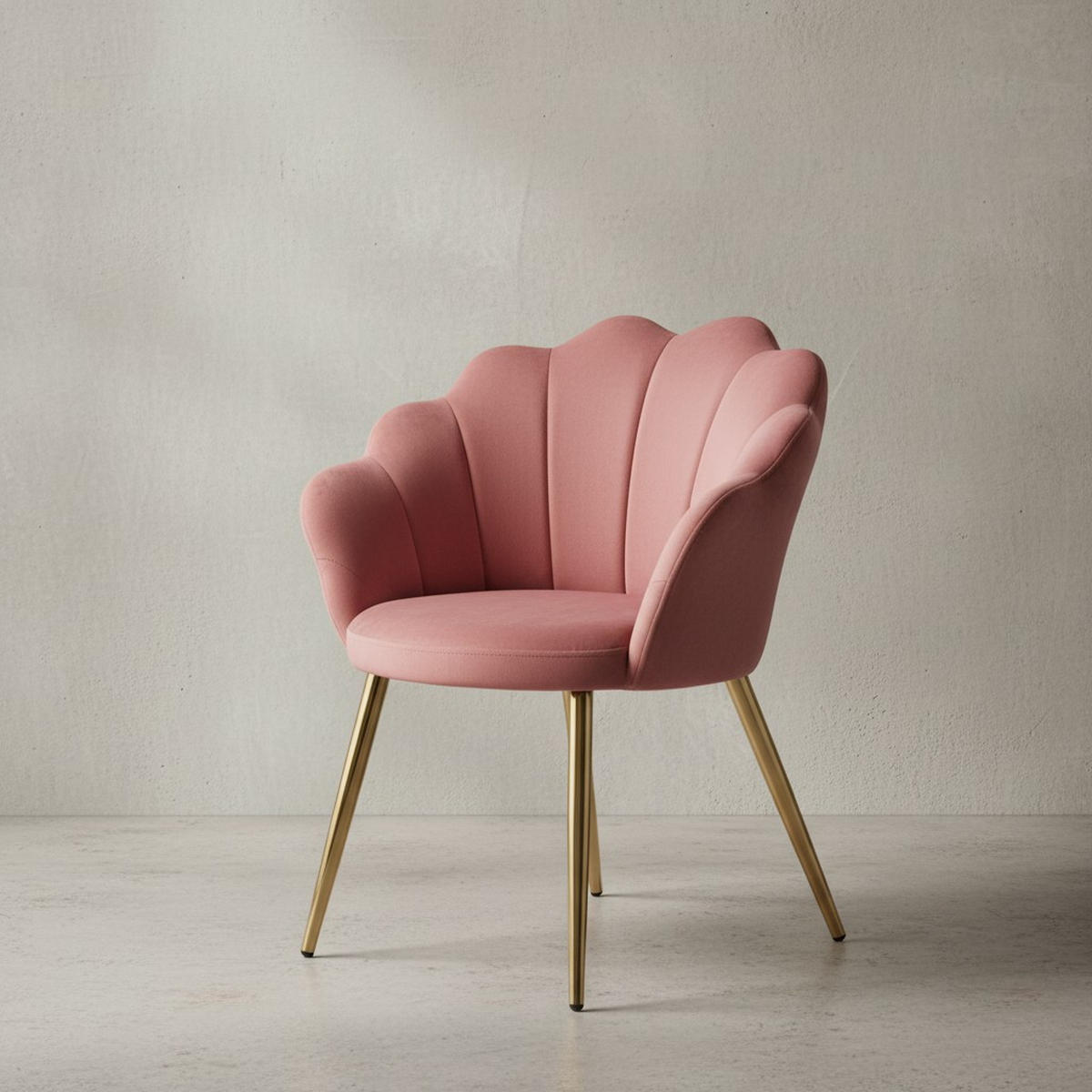 ESSZIMMERSTUHL Samtbezug mit Metallgestell Skandinavisch gepolstert, Rosa 53x48x80 cm - Pink/Goldfarben, Textil/Metall (53/80/48cm) - KADIMA DESIGN