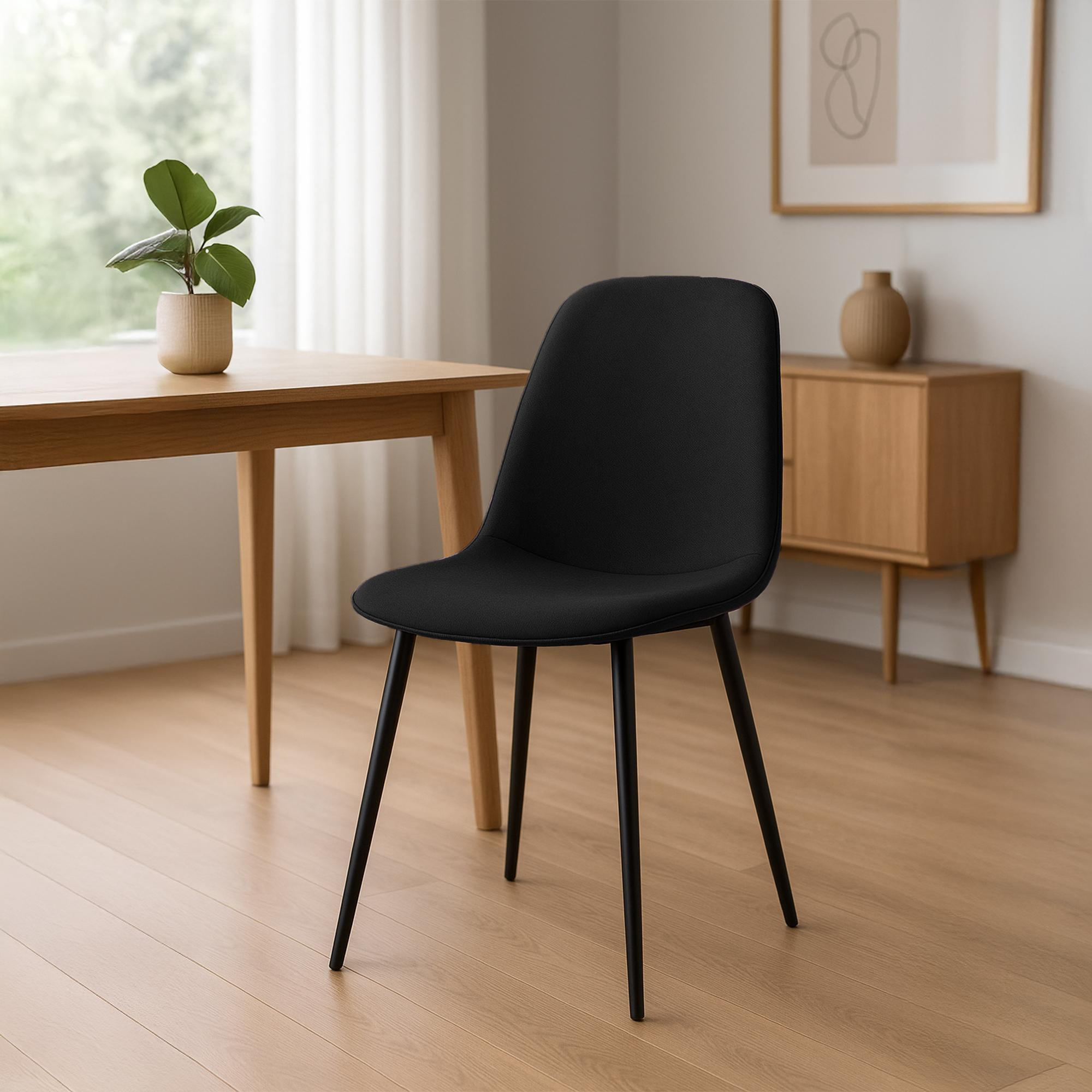 ESSZIMMERSTUHL 2er Set Stoff Schwarz - Schwarz, Textil/Metall (45/88/54cm) - CLP