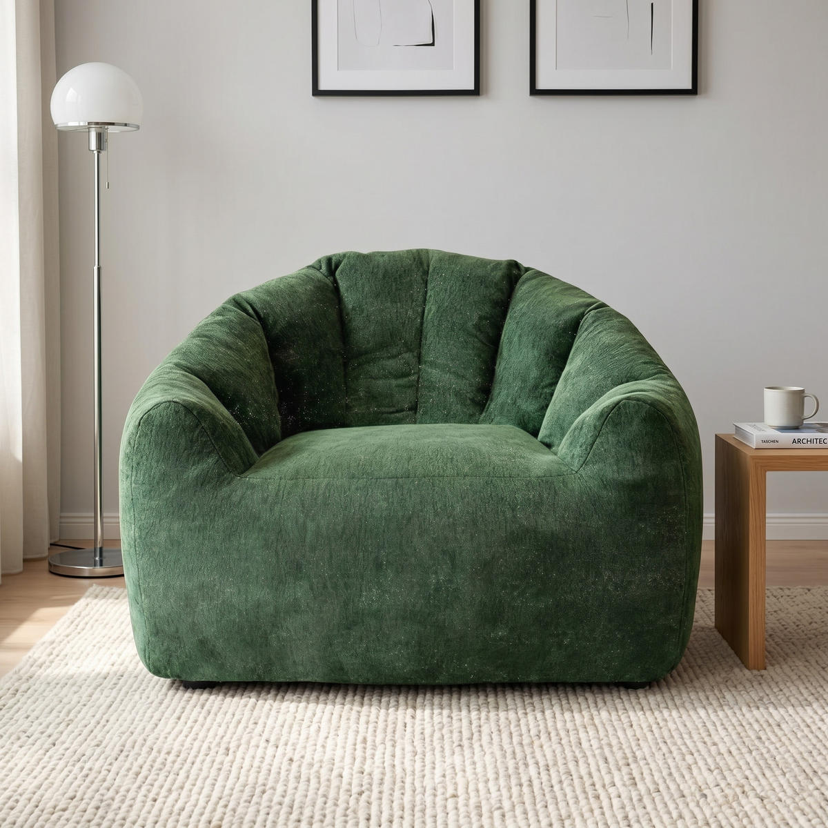 SESSEL aus Flanell mit ergonomischer Bärentatzen-Form - Grün, Textil (86.3/64.7/99cm) - Urban Meuble
