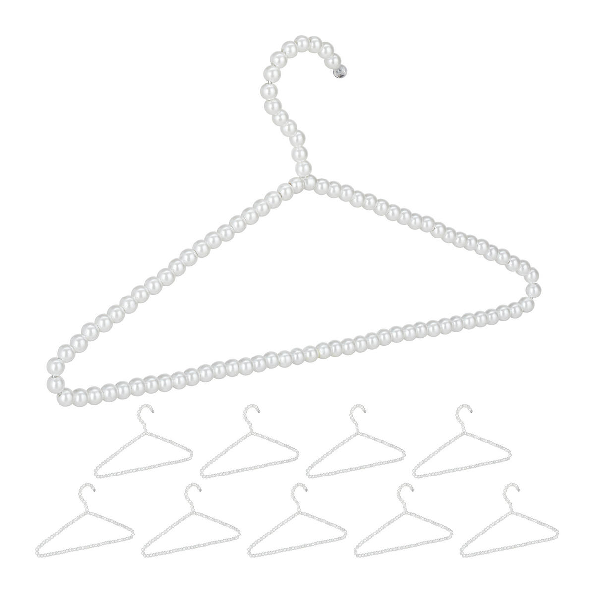 10XVEŠIAK na šaty - biela, kov/plast (40/22/1.2cm) - Relaxdays