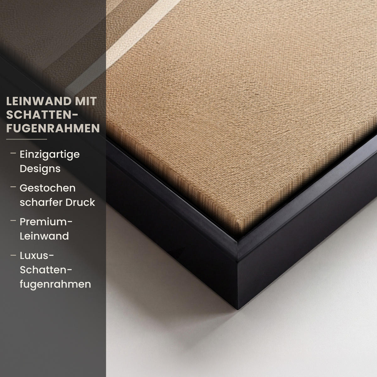 LEINWAND Bilder mit Rahmen - Beige - Natur - Abstrakt - Modern - 50x50 - Beige, Textil (50/50cm) - MuchoWow