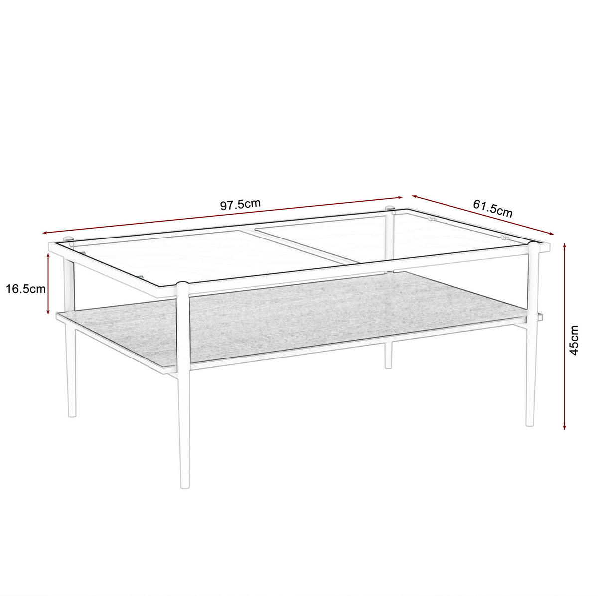 KONFERENČNÍ stolek 97,5/61,5/45 cm šedý a bílý z MDF a skla s tvrzenou deskou - bílá, sklo (97.5/61.5/45cm) - OKWISH