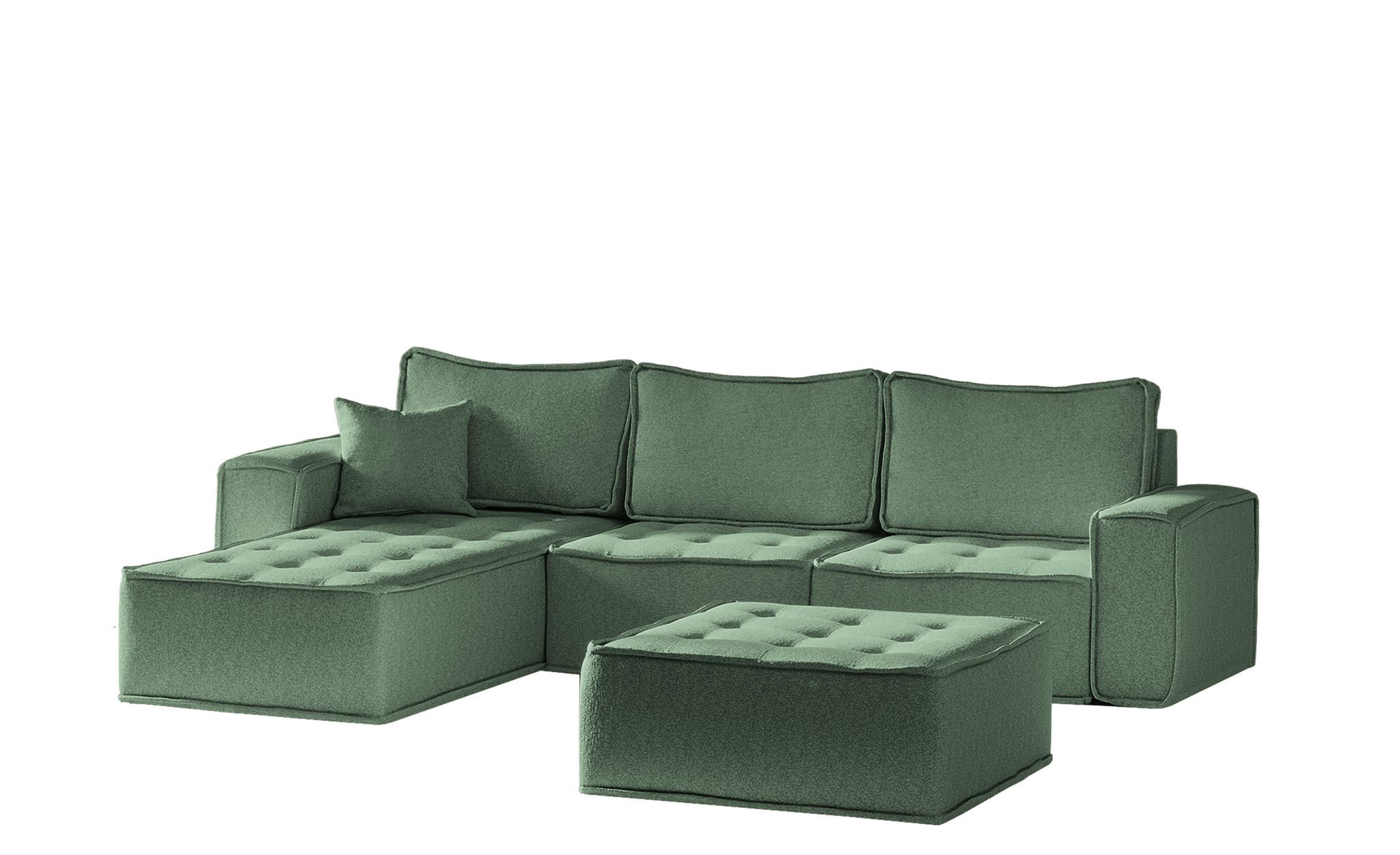 ECKSOFA Sande In Raven - Grün, Holzwerkstoff/Textil (292/192cm) - Fun Möbel