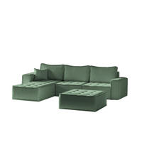 ECKSOFA Sande In Raven - Grün, Holzwerkstoff/Textil (292/192cm) - Fun Möbel