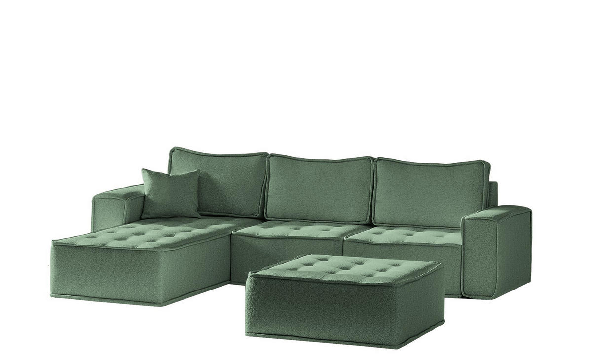 ECKSOFA Sande In Raven - Grün, Holzwerkstoff/Textil (292/192cm) - Fun Möbel