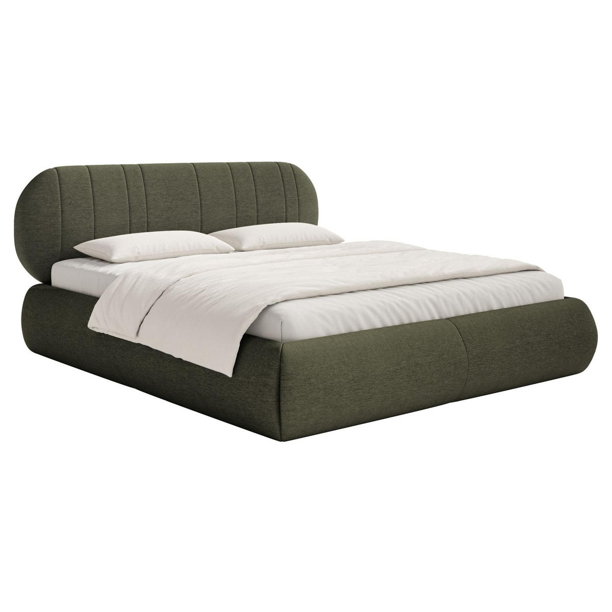 POLSTERBETT Asmelio Khaki 160x200 cm - Grün, Holz/Textil (160/200cm) - Selsey