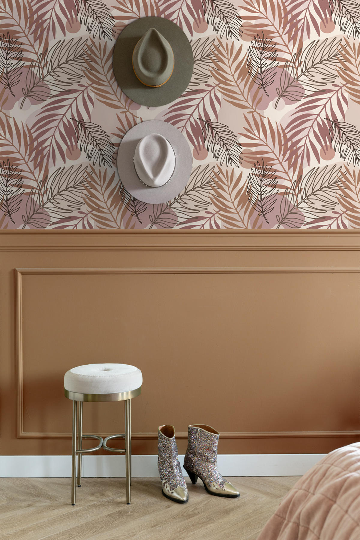TAPETE Blätter 50 x 900 cm - Pink, Papier (50/900cm) - ESTAhome