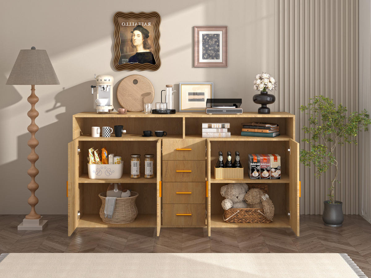 SIDEBOARD in 160/81/40cm - Walnussfarben, Holzwerkstoff/Metall (160/81/40cm) - HOMAVO