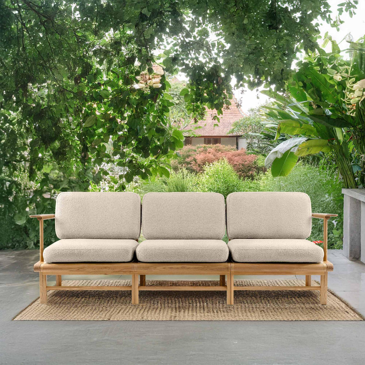 GARTENSOFA ATREDA 3-Sitzer - Creme, Holz/Textil (230/74/80cm) - KONSIMO®
