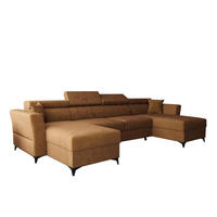 WOHNLANDSCHAFT Ribella Gelb 345/180/100 cm mit Schlaffunktion - Gelb/Schwarz, Textil/Metall (345/100/180cm) - AX Living