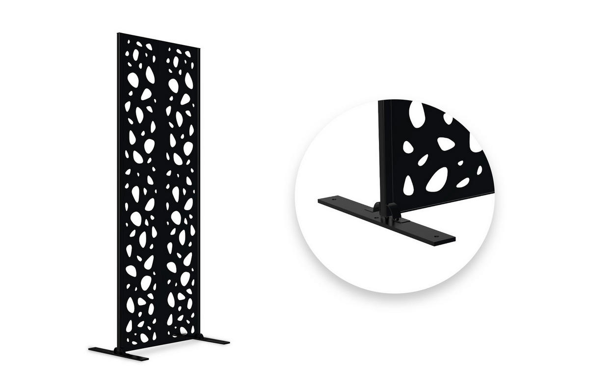 SICHTSCHUTZ PANEEL Sunny schwarz H.160cm mit Mustern an den Seiten - Schwarz, Metall (60/160cm) - Casanoov