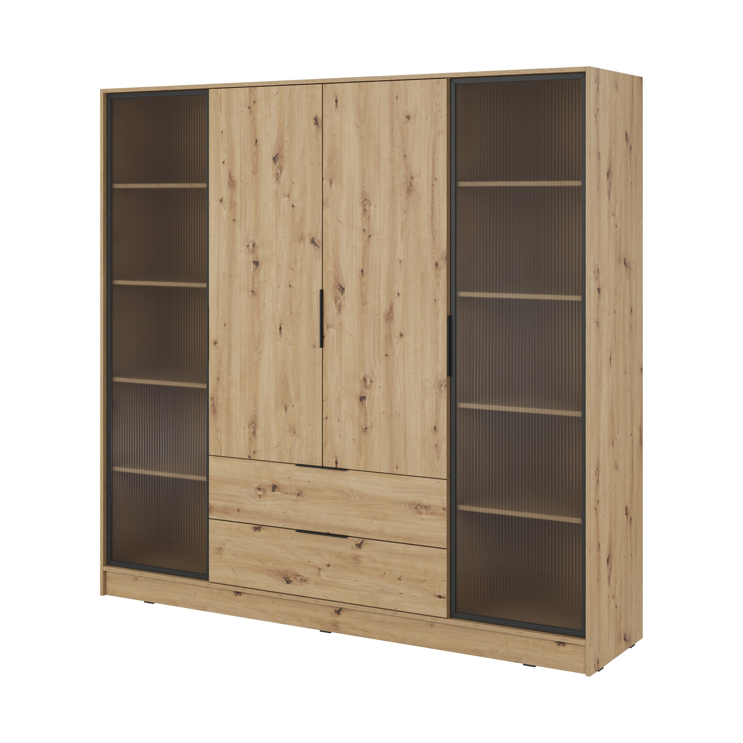 DREHTÜRENSCHRANK CATERINA 206/200/51 cm 4-türig Eiche Artisan - Eiche Artisan, Holzwerkstoff (206/200/51cm) - MASSENO