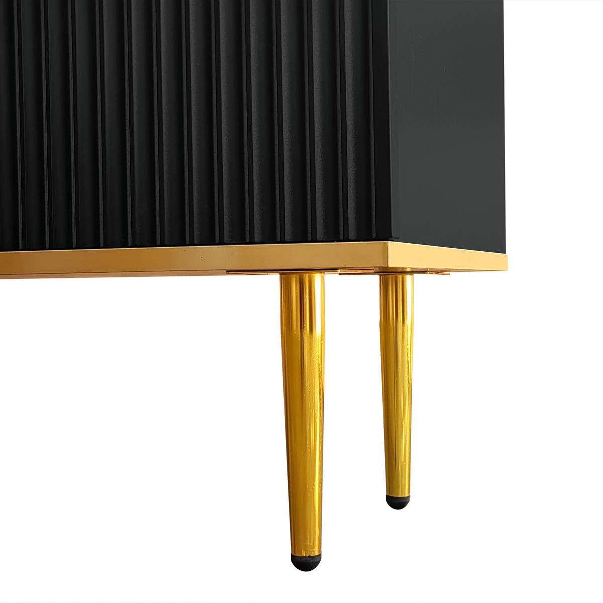 TV STOLEK černý se zásuvkami a zlatými nohami, do obývacího pokoje, 165×36×55 cm - černá/zlatá, kov/kompozitní dřevo (165/55/36cm) - STILVORA