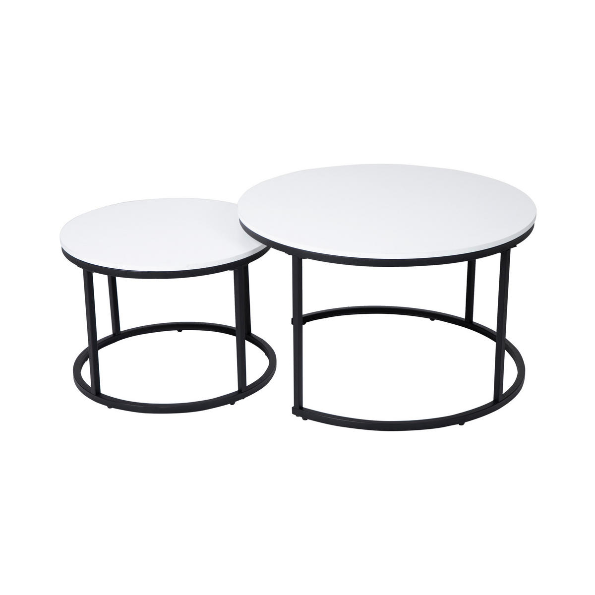 COUCHTISCH 2er Set rund weiß - Weiß, Holzwerkstoff (70/70/42.5cm) - Home Collective