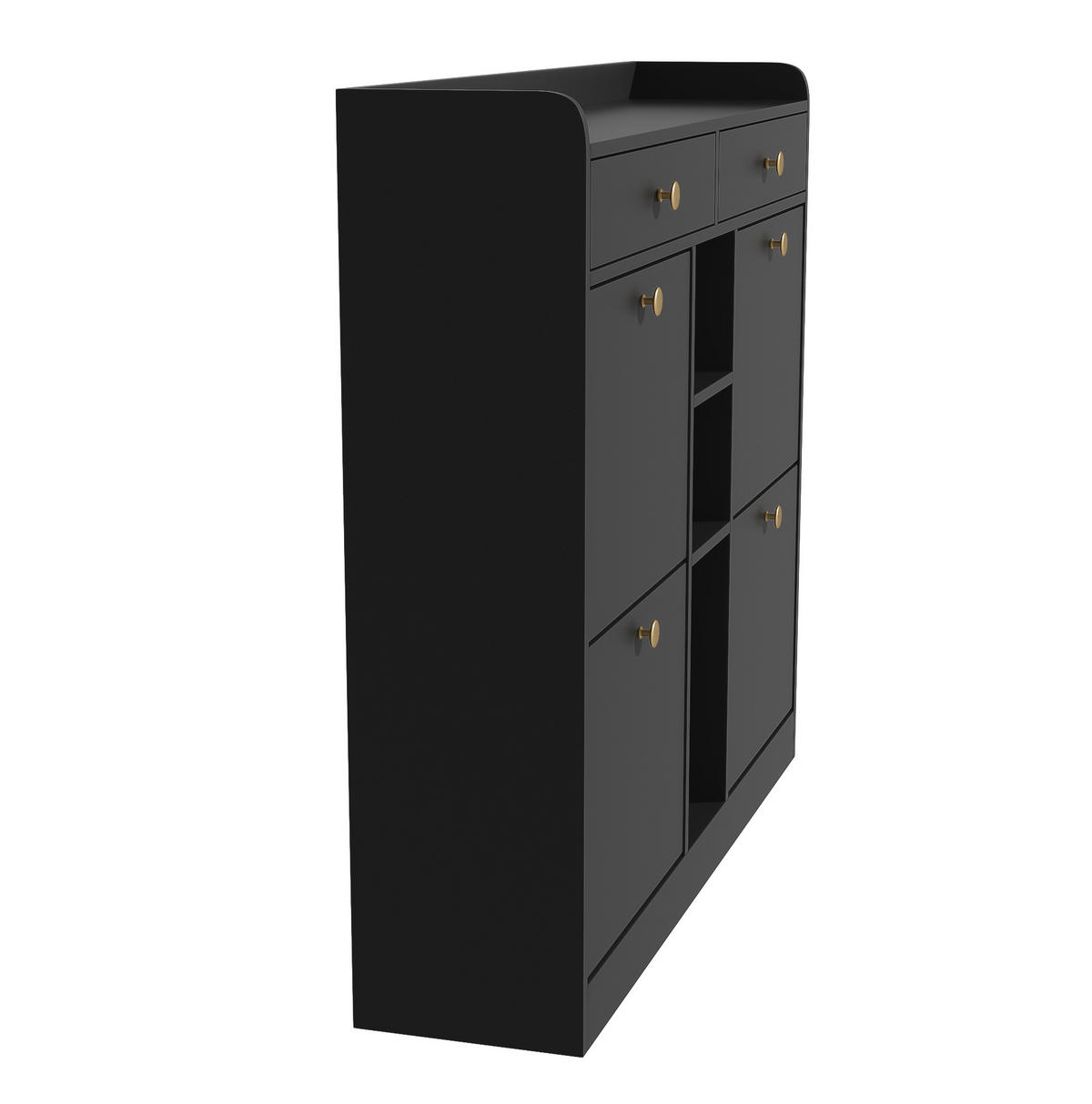 SCHUHSCHRANK 110/100/26 cm Schwarz aus Spanplatte mit Klappentüren - Schwarz, Holzwerkstoff (110/100/26cm) - OKMYHOME