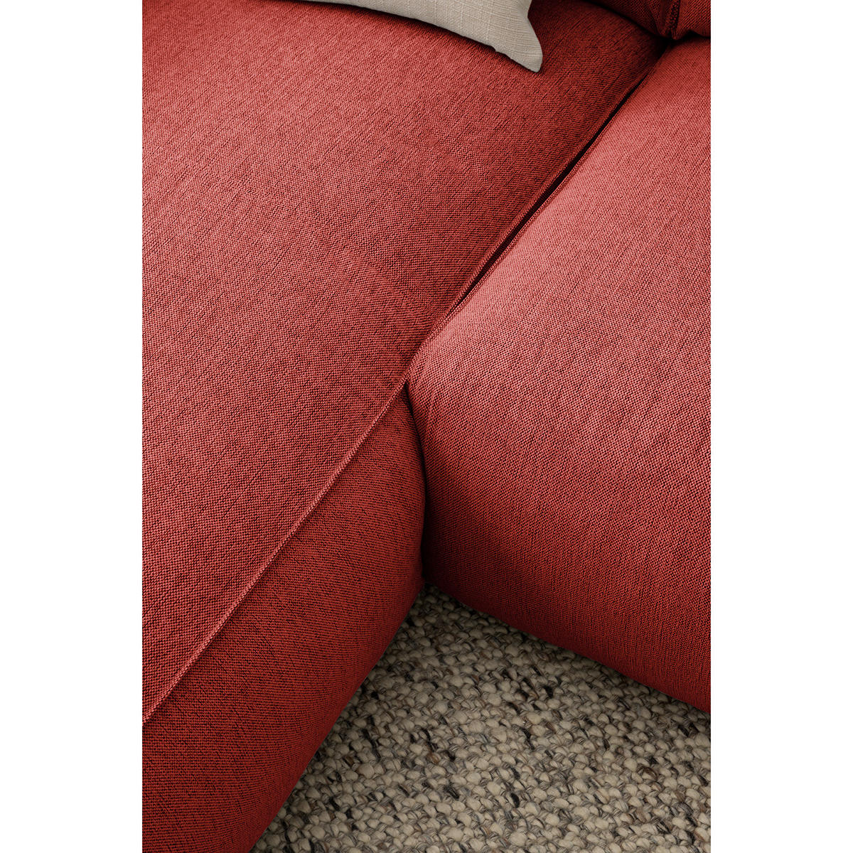 3-SITZER ECKSOFA mit Longchair - Rot/Schwarz, Kunststoff/Textil (251/173cm) - home24