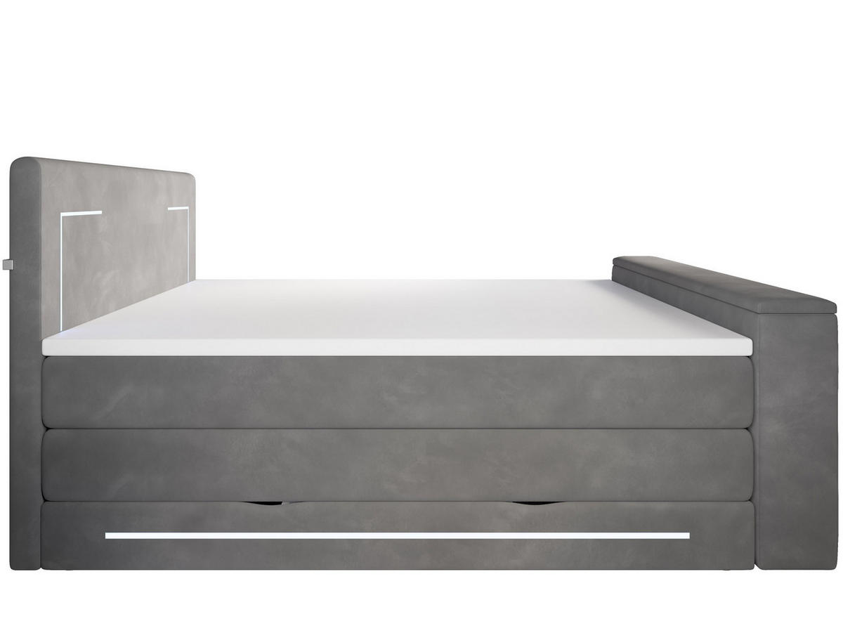 BOXSPRINGBETT Monaco anthrazit 180/200 cm H2/H3 Samt mit TV-Lift - Anthrazit, Textil (180/200cm) - wonello