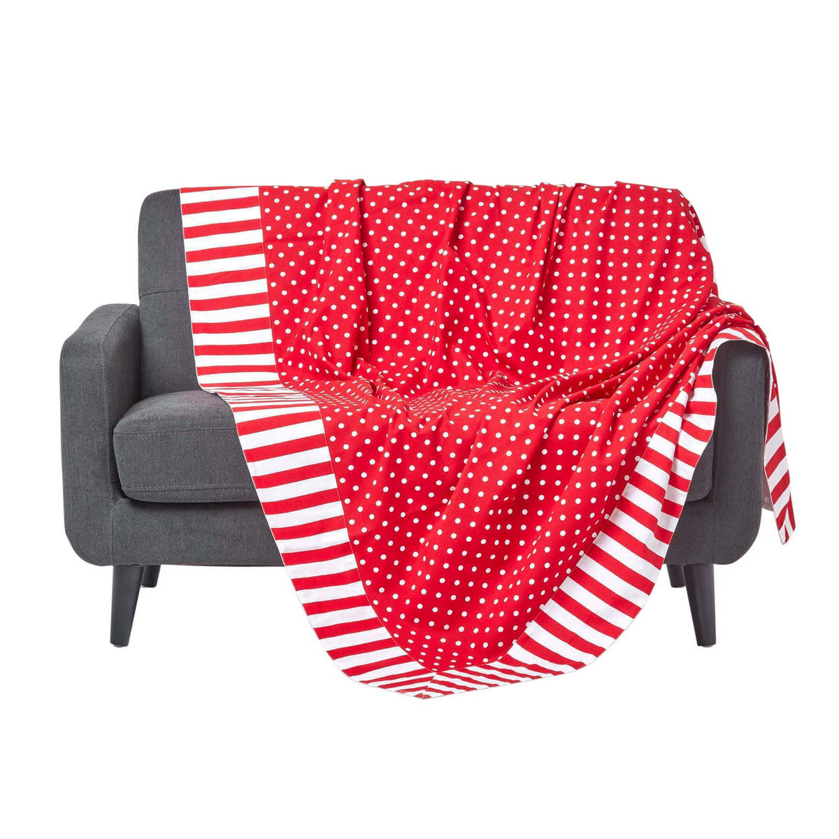 ÜBERWURF 150/200 cm, gepunktet, 100% Baumwolle - Rot, Textil (150/200cm) - Homescapes