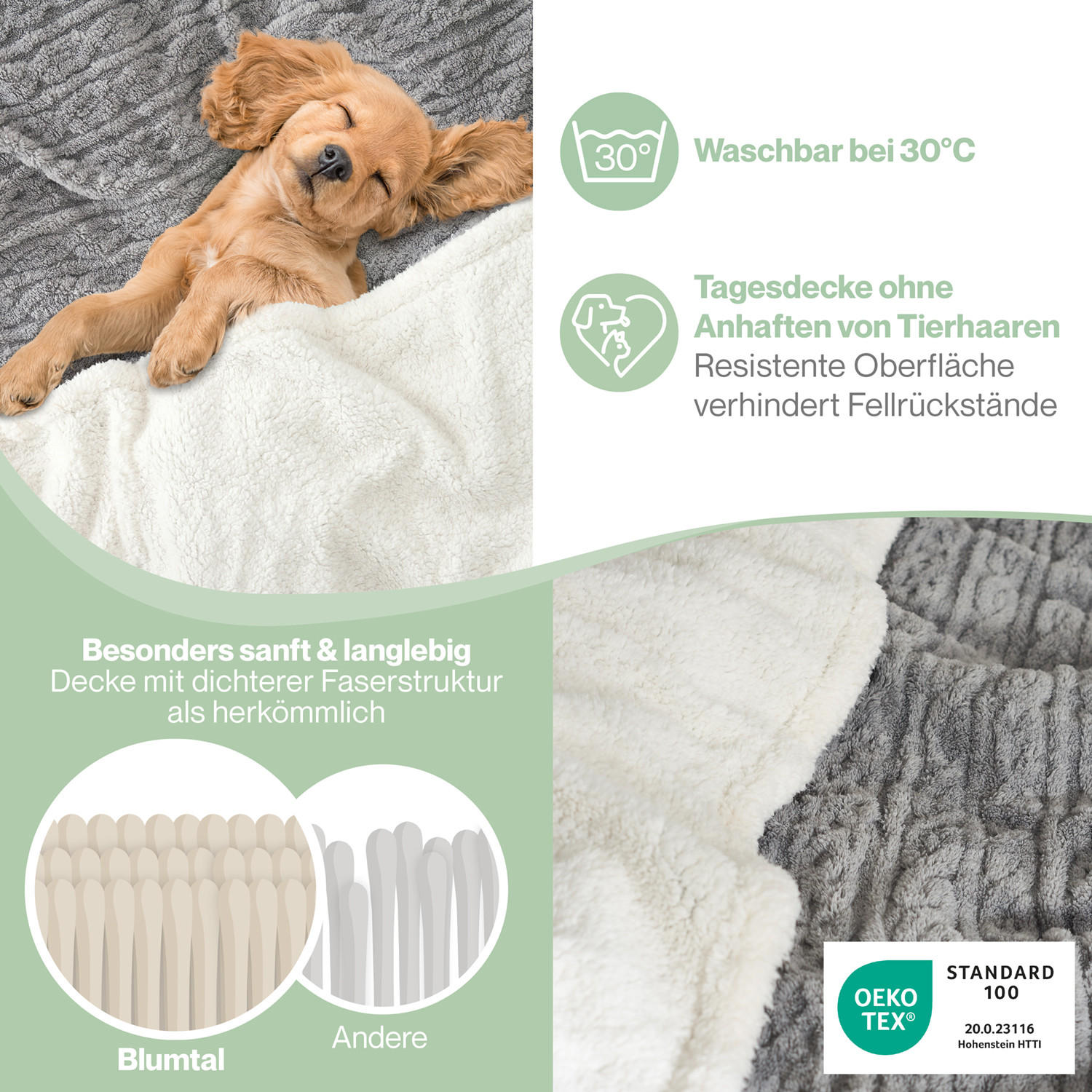 KUSCHELDECKE 230/270 cm, Grau & Beige - Grau/Sonoma Eiche, Textil (230/270cm) - Blumtal