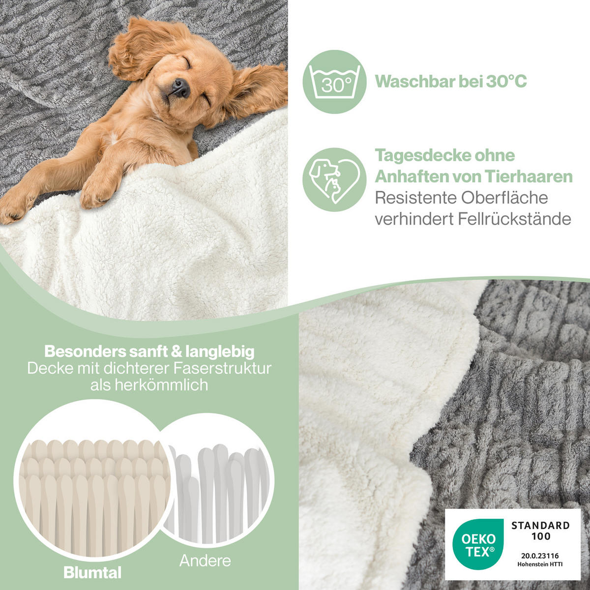 KUSCHELDECKE 220/240 cm, Grau & Beige - Grau/Sonoma Eiche, Textil (220/240cm) - Blumtal