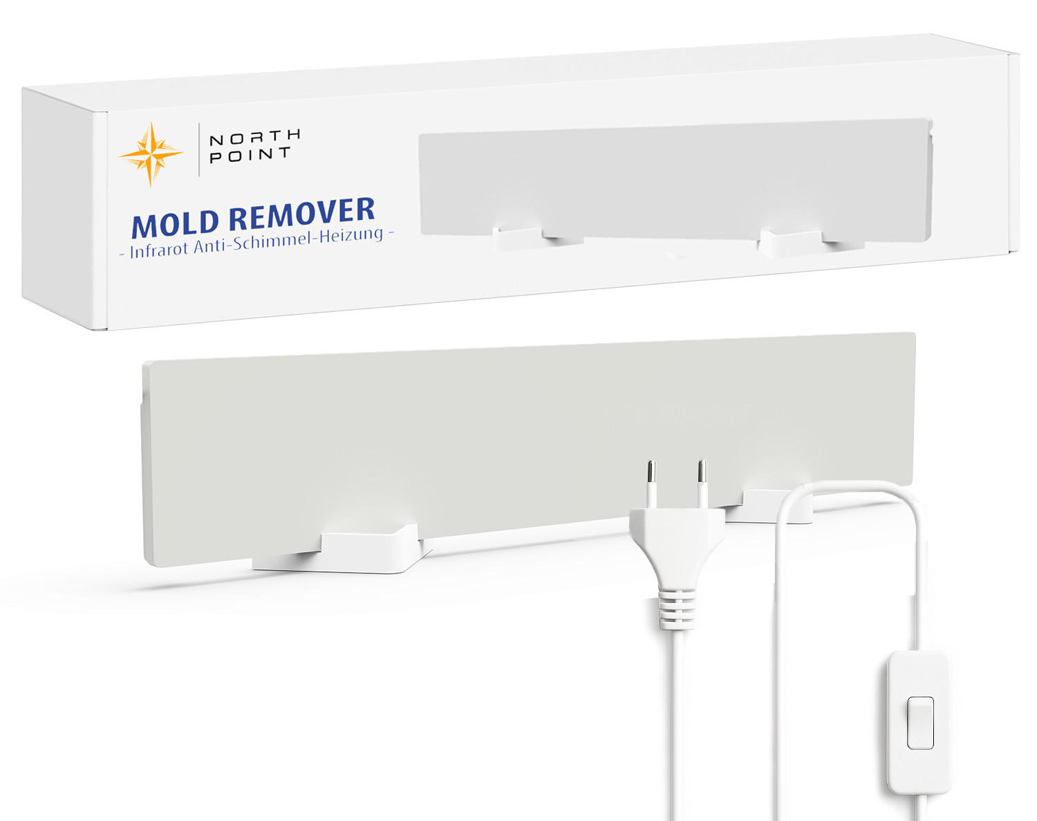 INFRAROT-SCHIMMELENTFERNER - chemiefrei für Wand und Bad, flexibel als Wand- oder Standgerät einsetzbar, 1 Stück - Weiß, Metall (10.5/50.5/1.5cm) - Northpoint
