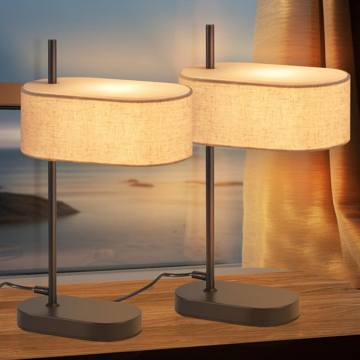 TISCHLAMPE Callum 32/15/45 cm - Schwarz, Metall (32/15/45cm) - ZMH