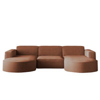 ECKSOFA Designer MODENA U STUDIO Stoff Dicker Cord Ziegel - Kupferfarben, Holz (165/299cm) - Kaiser Möbel