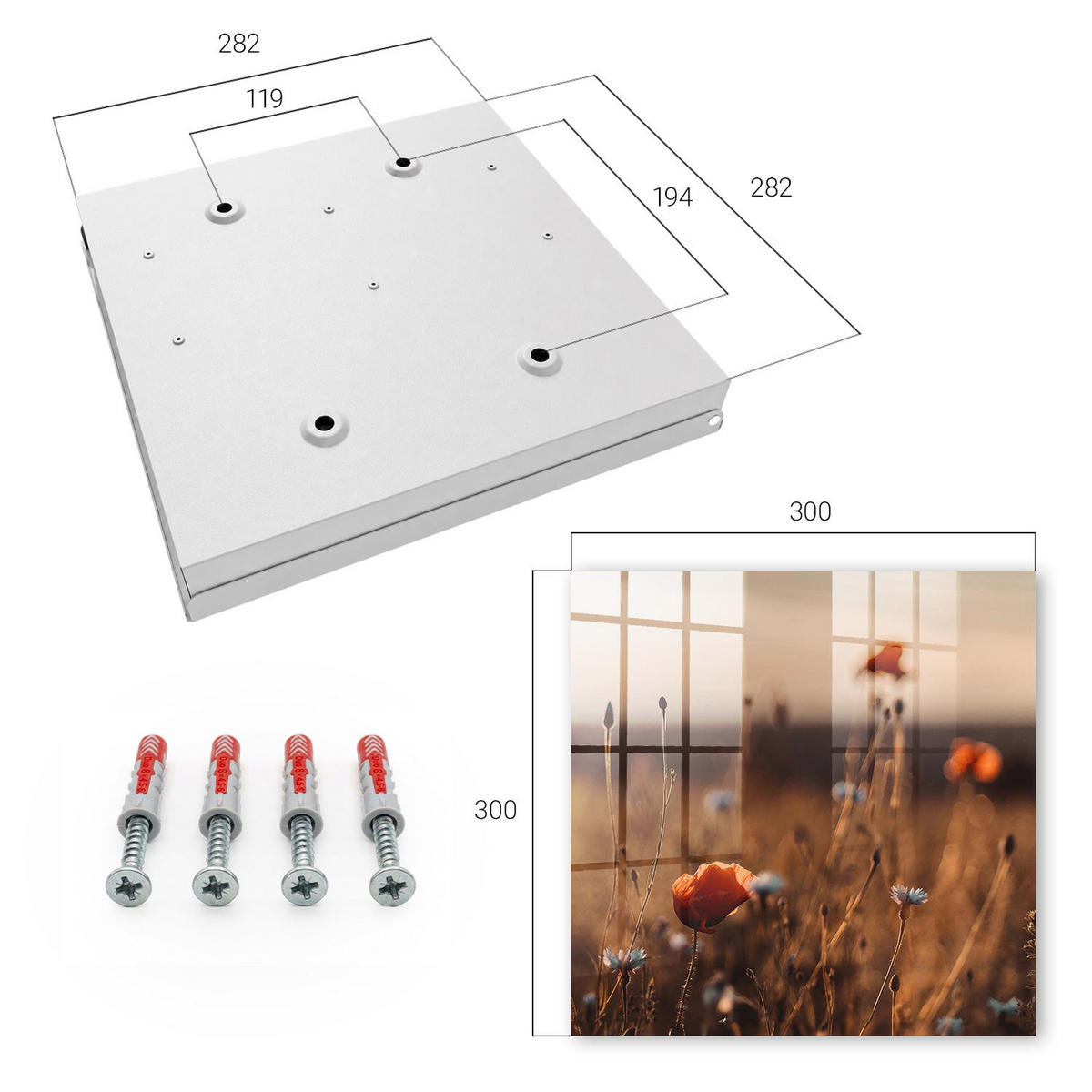 SCHLÜSSELBOX Weiß 30x30 cm – Türöffnung nach rechts - Mohnfelder - Braun, Metall (30/30/5cm) - TULUP