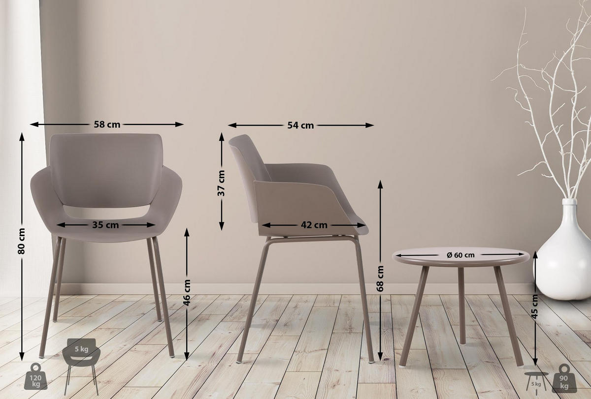 GARTENSITZGRUPPE Kunststoff taupe - Taupe, Kunststoff - CLP