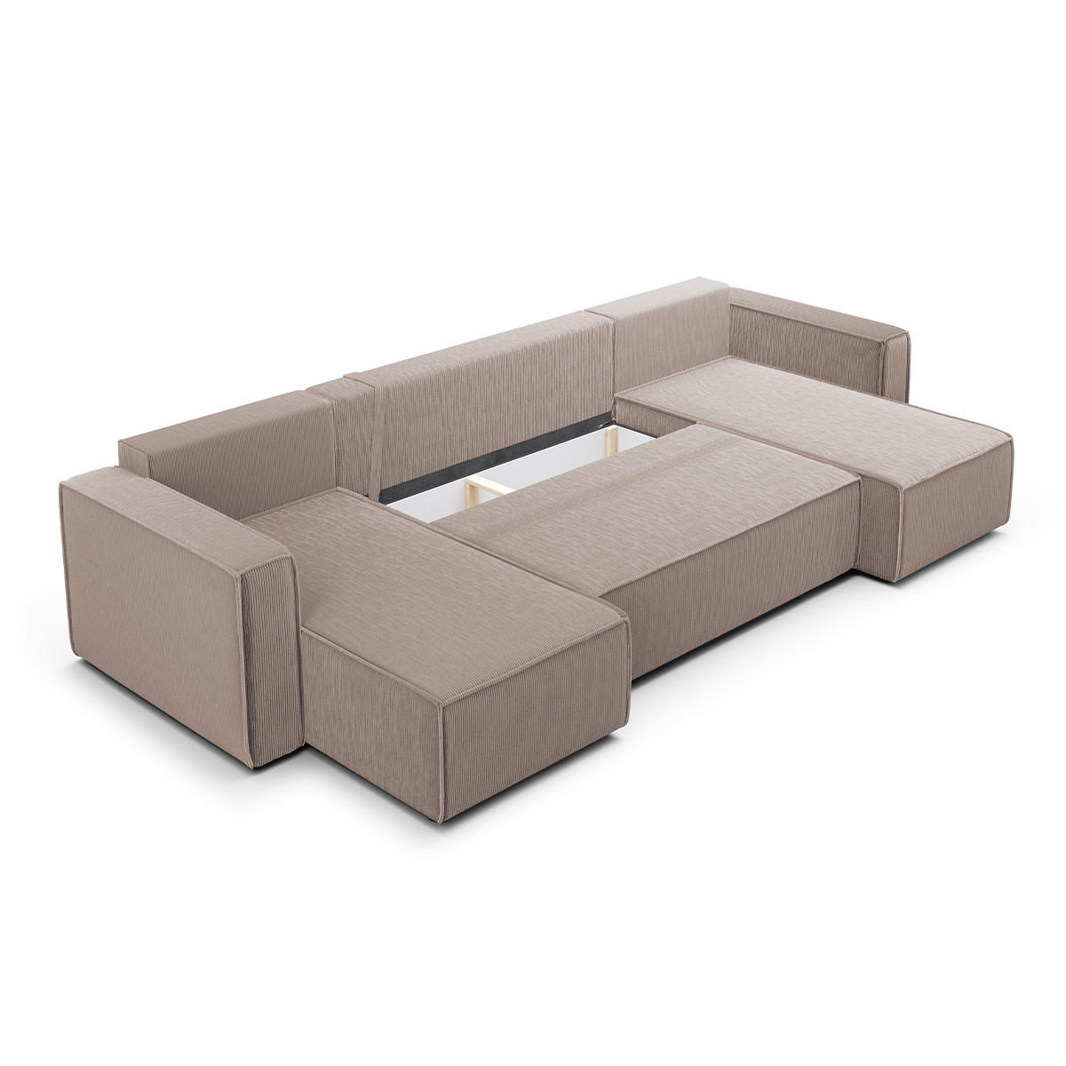 PANORAMASOFA Ezekiel 5 Sitzplätze Taupe - Taupe, Holz (309/73/145cm) - Petits-meubles