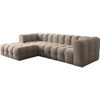 ECKSOFA Mochi L-Form 5-Sitzer Links, Samt, Taupe 290/75/193 cm - Taupe/Schwarz, Kunststoff/Textil (290/193cm) - WFL GROUP