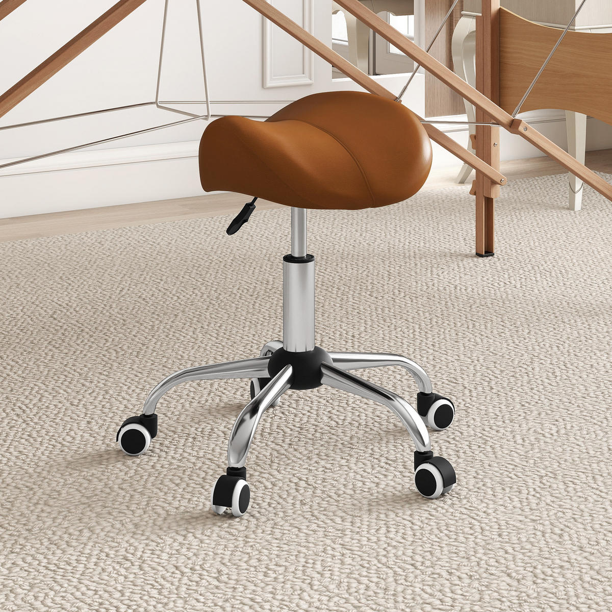 BÜROHOCKER DE-18037 höhenverstellbar 49-61 cm, ergonomisch Braun - Braun, Metall (53/61/52cm) - ComfortXL
