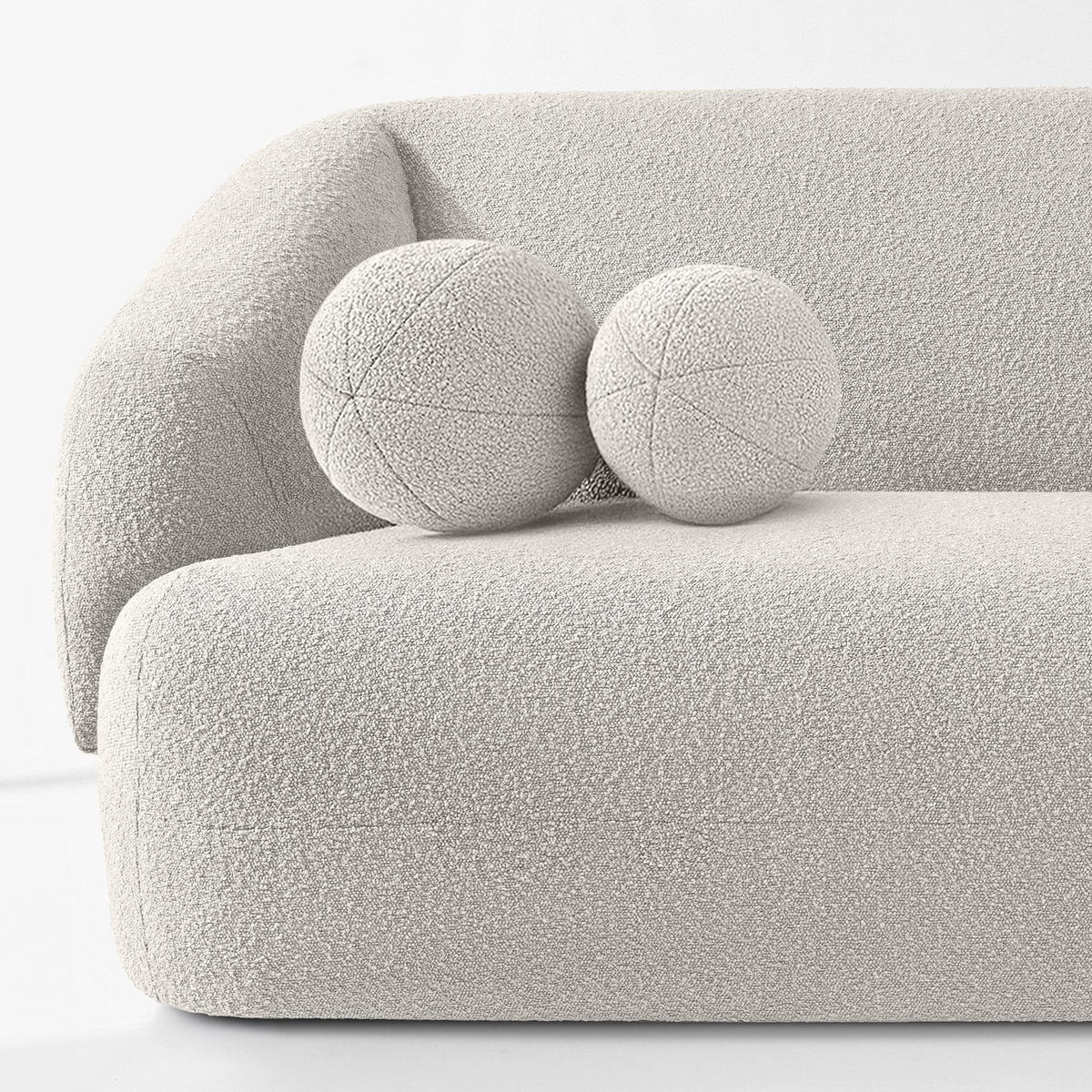 EINZELSOFA VIRA, Weiß, Bouclé - Schwarz/Weiß, Holz/Holzwerkstoff (210/84/100cm) - KONSIMO®