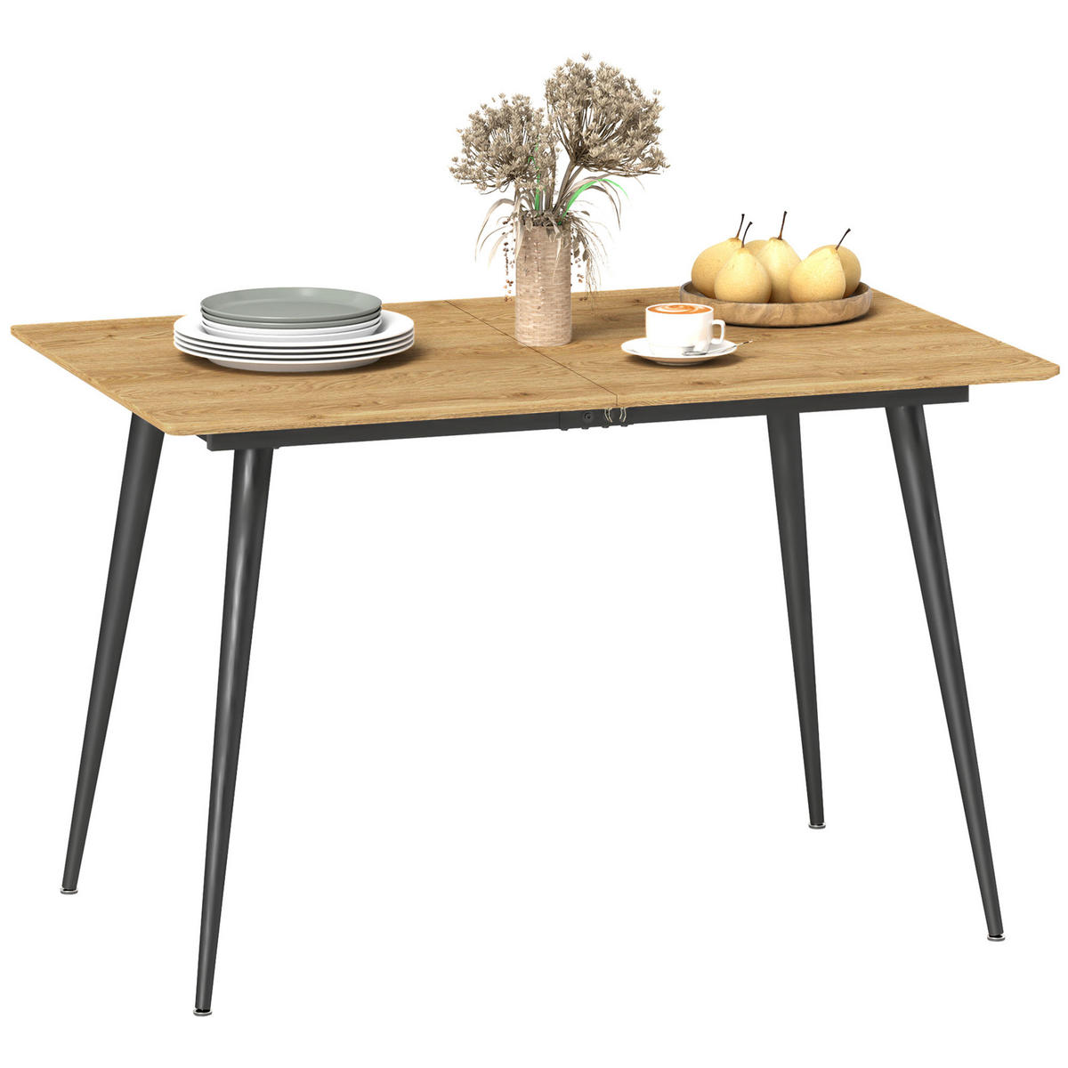 AUSZIEHTISCH Naturfarben Stahlgestell 120-160/75/77 cm - Naturfarben, Holz (75/160/77cm) - PANGIVO